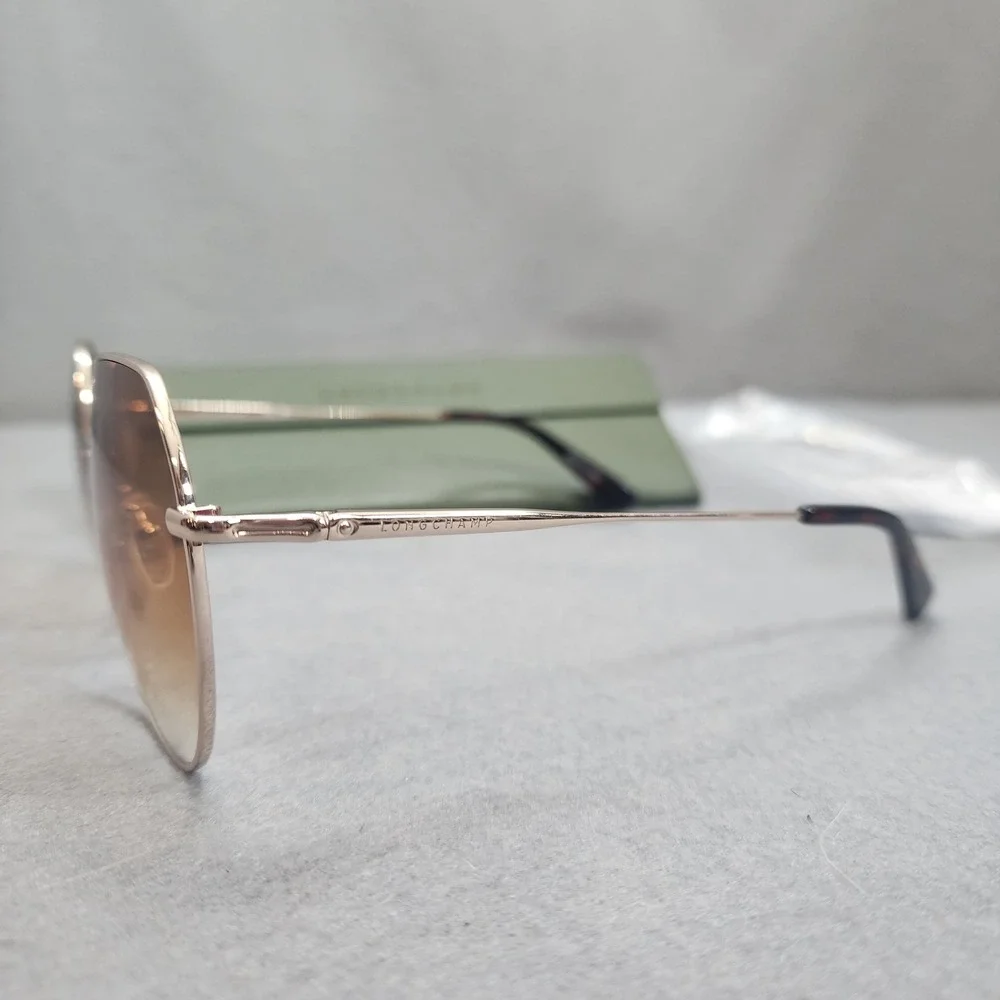 Longchamp Sunglasses Gold LO154S Hexagonal Brown Gradient Womens OS